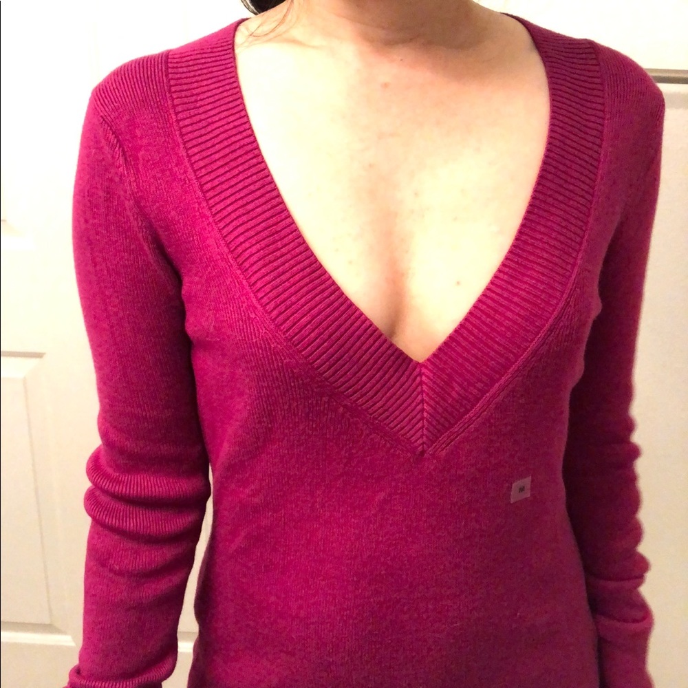 Express Knitted Low Sexy Neckline Blouse Top